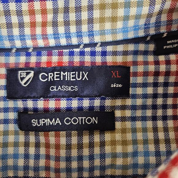 Cremieux Supima Cotton Button Down Mens XL Short Sleeve Plaid Check Breathable - Picture 5 of 12